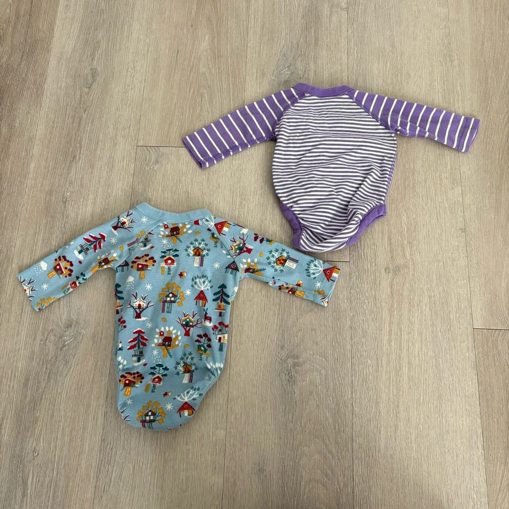 Hanna Andersson Baby Kids One Pieces Purple Blue 100% Organic Cotton 2 Piece